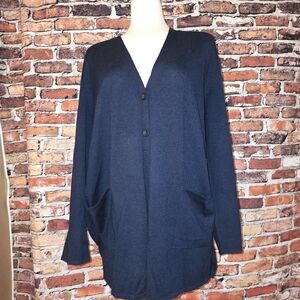 J Jill  Women's  Cardigan Sweater Lingline Duster SIZE XL Black